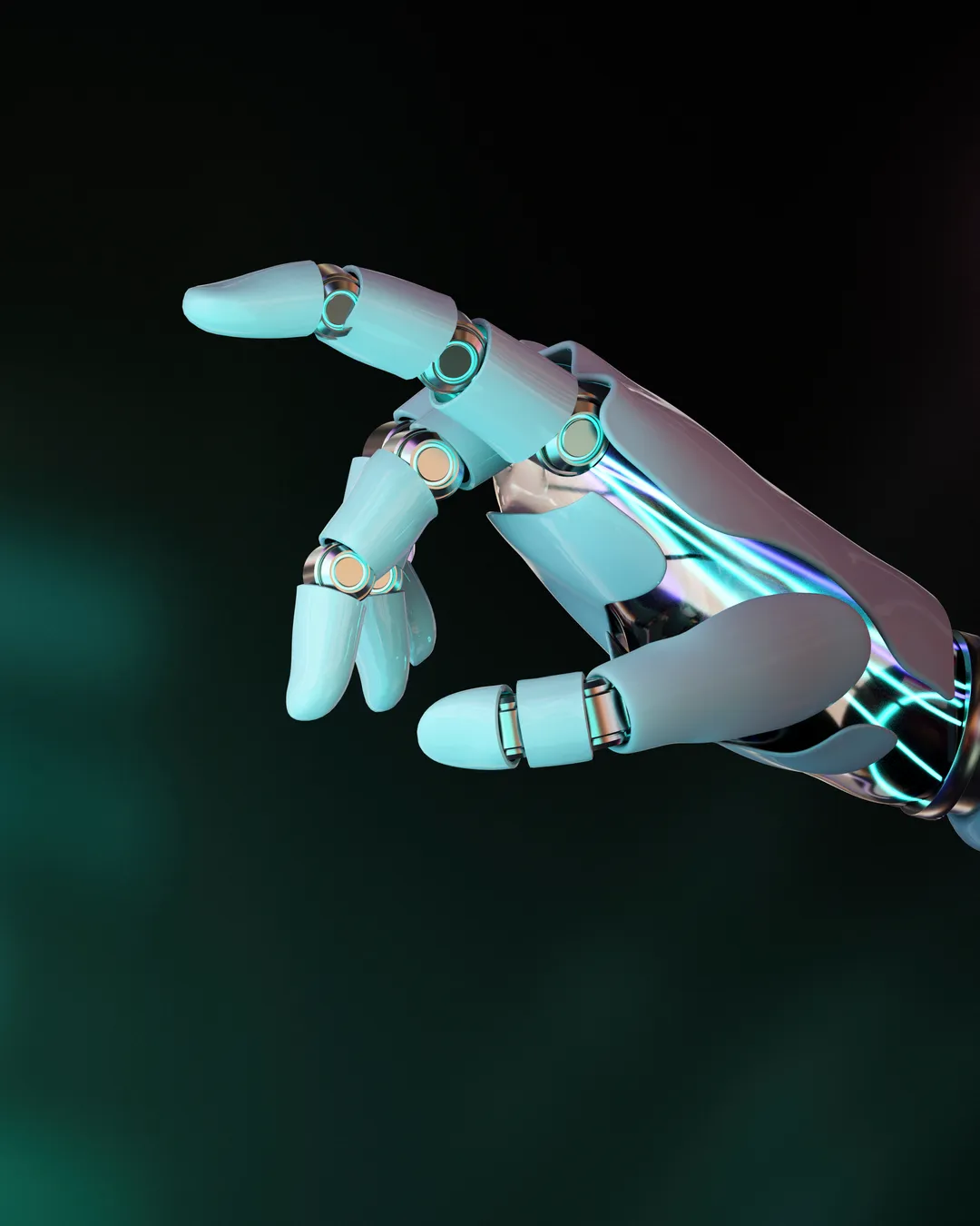 Robotic hand demonstrating AI capability